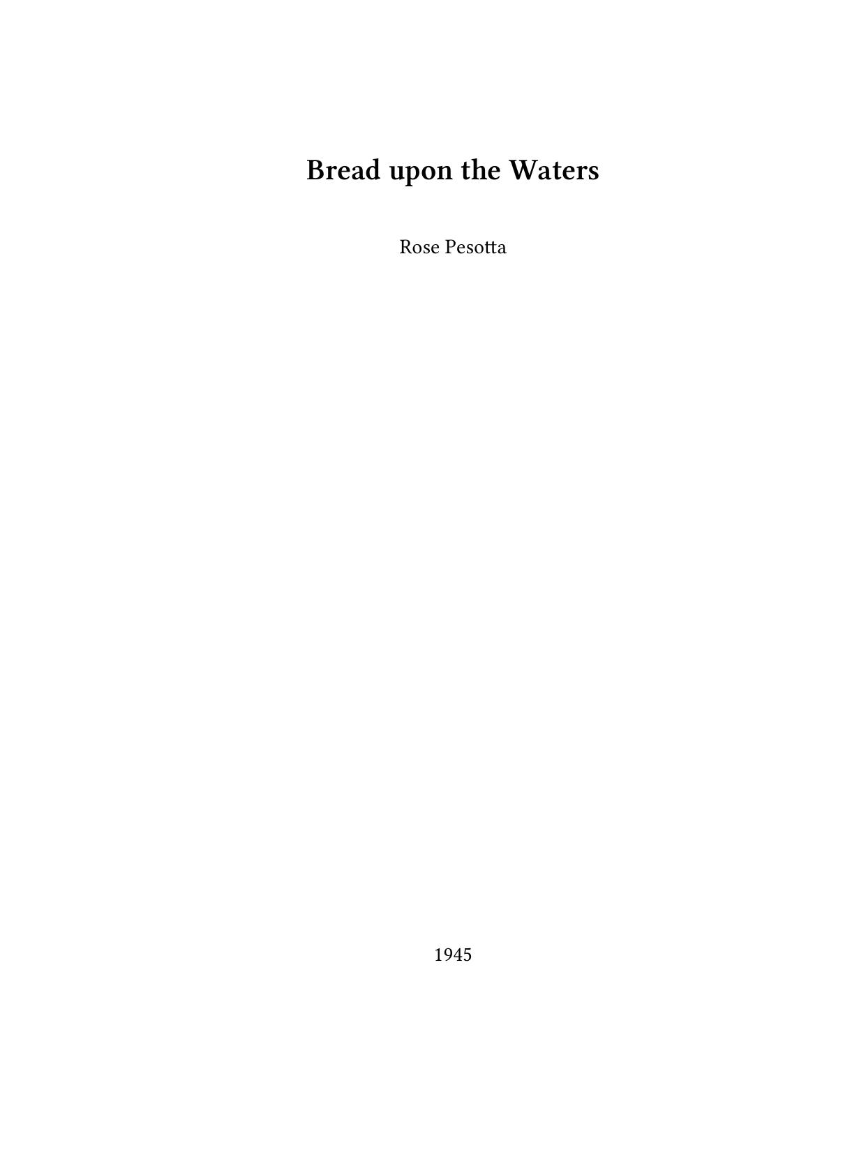 Bread upon the Waters by Rose Pesotta