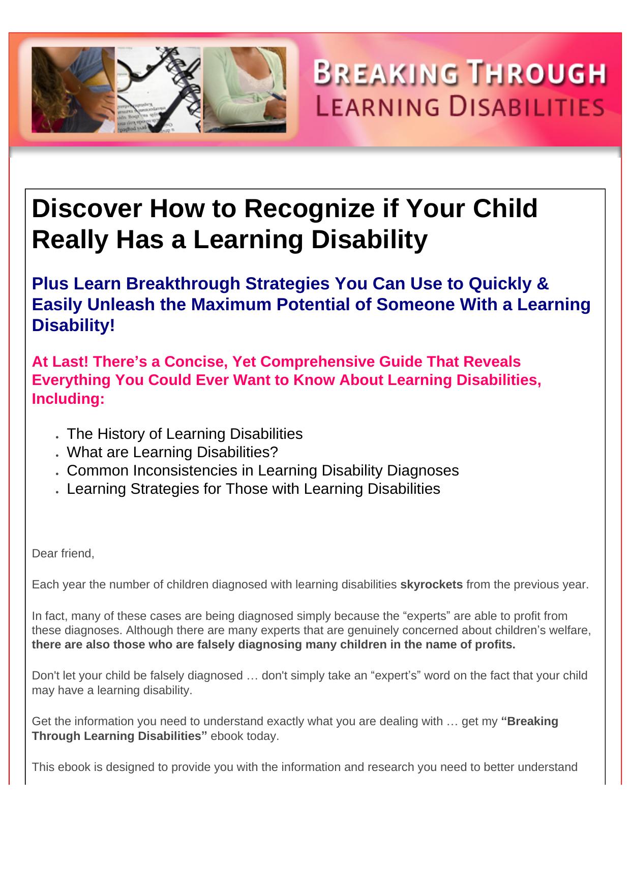 Break Through Learning Disabilities EBook. by Best of Kuszter's Collection
