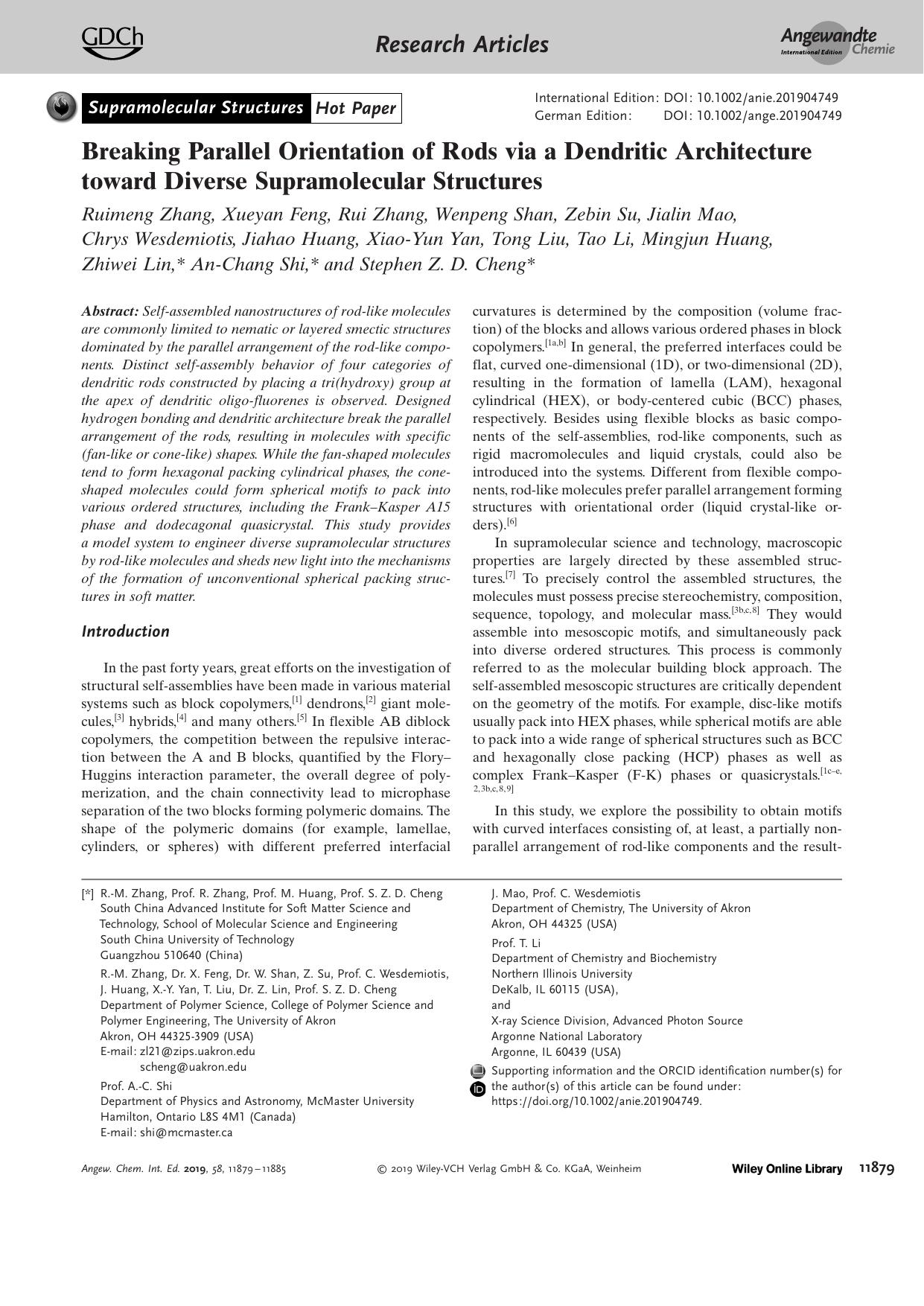 Breaking Parallel Orientation of Rods via a Dendritic Architecture toward Diverse Supramolecular Structures by Unknown