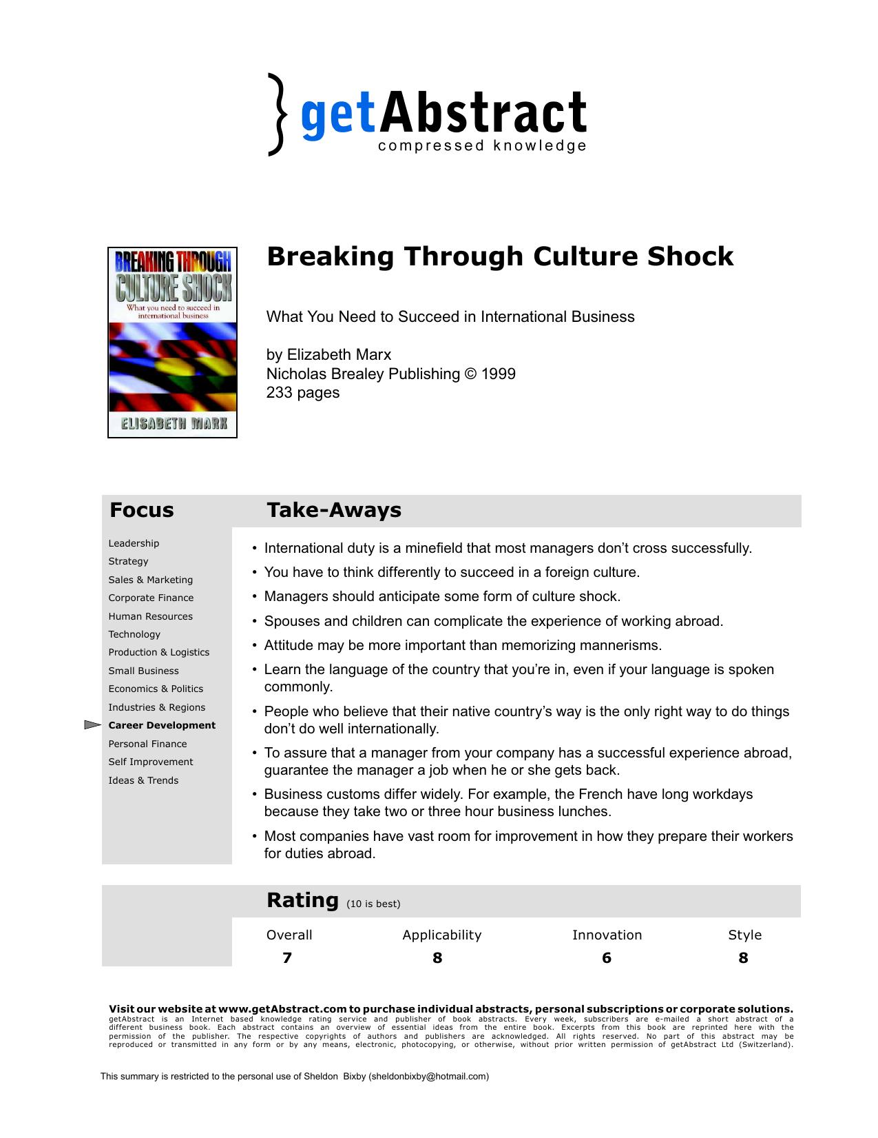 Breaking Through Culture Shock by getAbstract