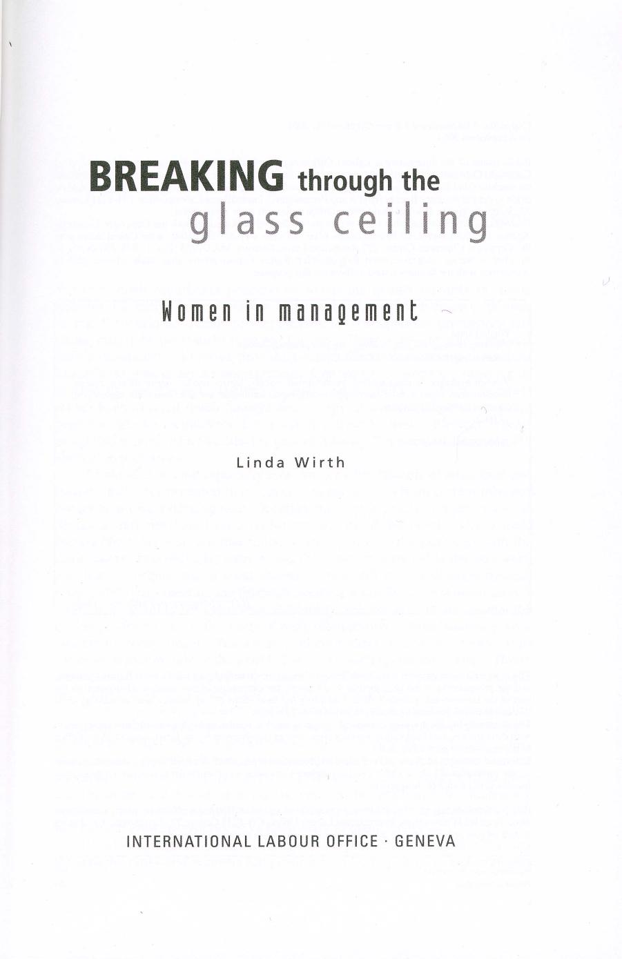 Breaking Through the Glass Ceiling: Women in Management by Linda Wirth