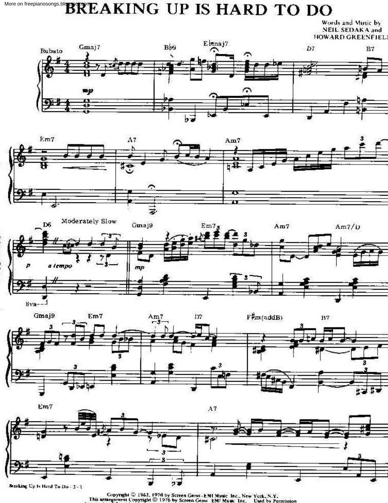 Breaking Up Is Hard To Do by Neil Sedaka