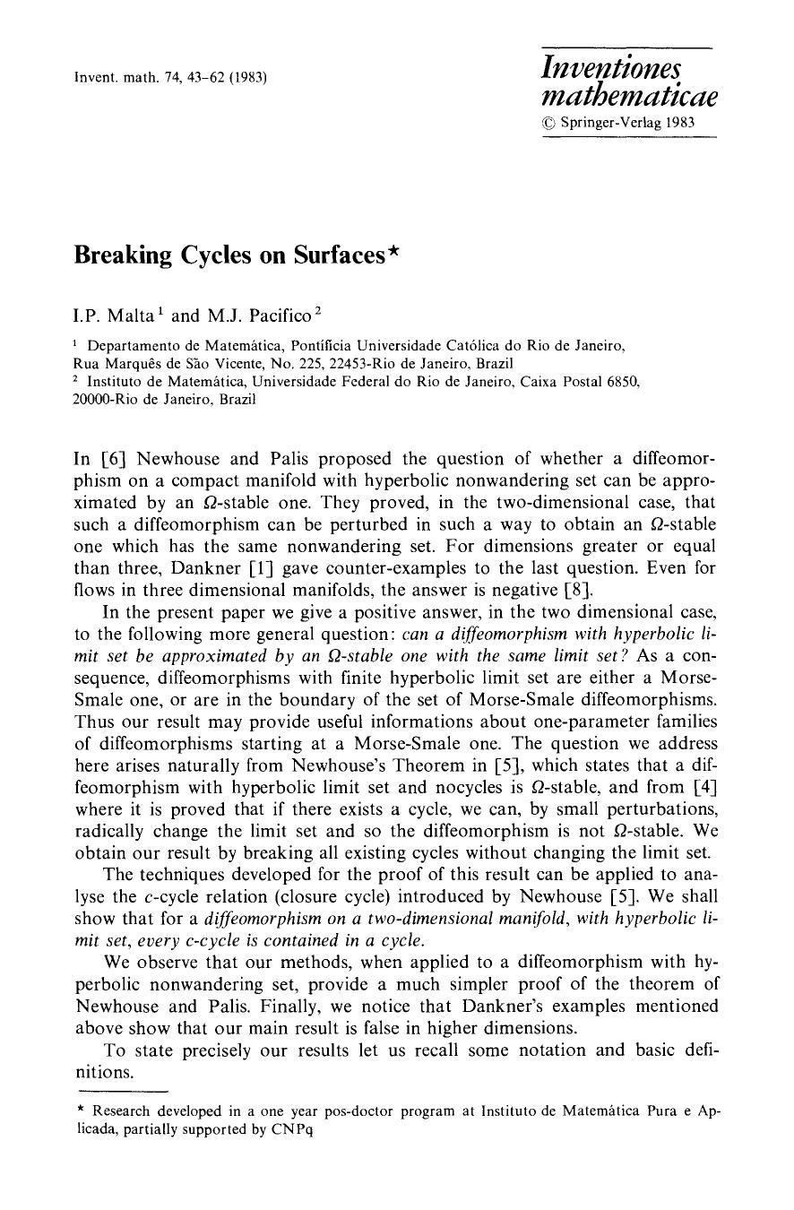Breaking cycles on surfaces by Unknown