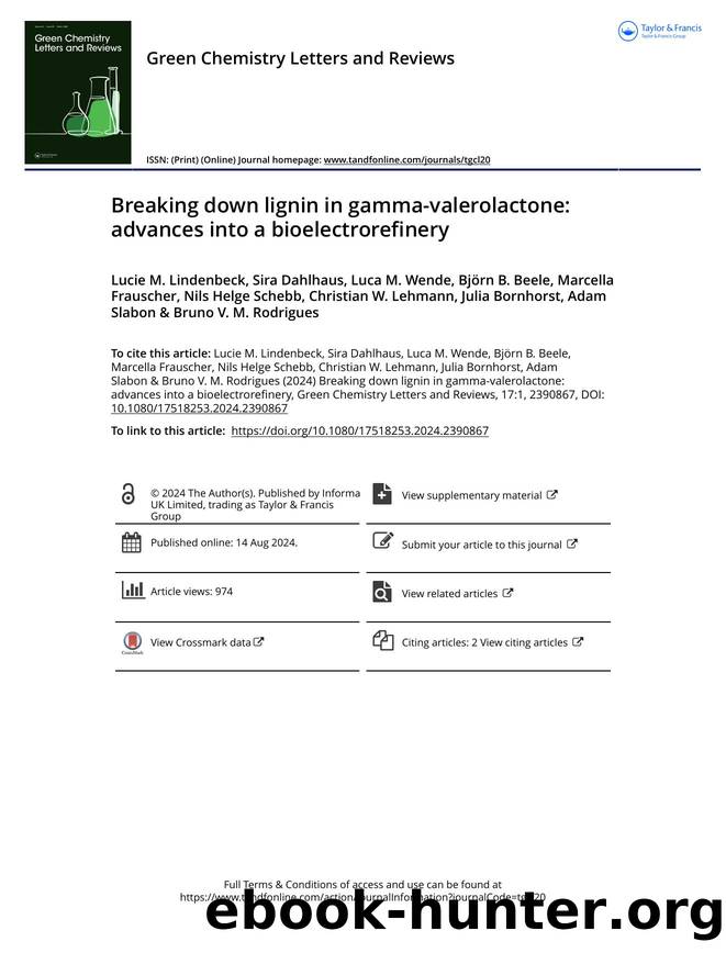 Breaking down lignin in gamma-valerolactone: advances into a bioelectrorefinery by Lucie M. Lindenbeck & Bruno V.M. Rodrigues