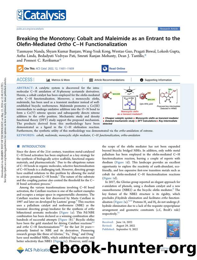 Breaking the Monotony: Cobalt and Maleimide as an Entrant to the Olefin-Mediated Ortho CâH Functionalization by unknow