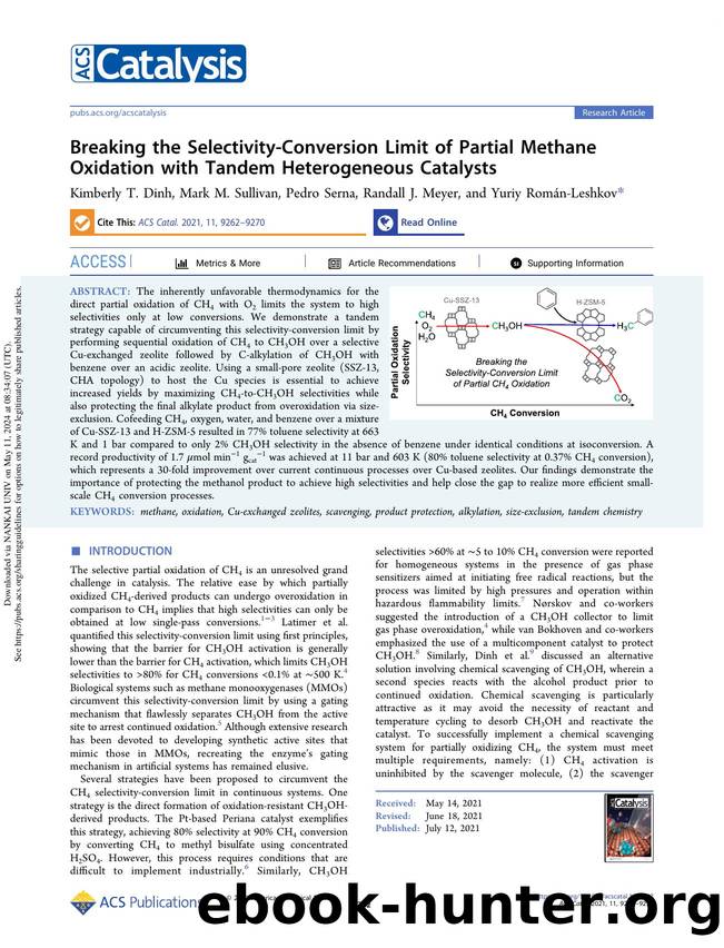 Breaking the Selectivity-Conversion Limit of Partial Methane Oxidation with Tandem Heterogeneous Catalysts by Kimberly T. Dinh Mark M. Sullivan Pedro Serna Randall J. Meyer & Yuriy Román-Leshkov
