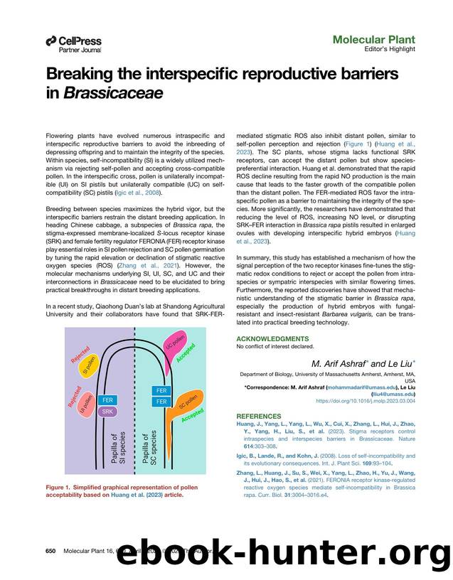 Breaking the interspecific reproductive barriers in&nbsp;Brassicaceae by M. Arif Ashraf & Le Liu