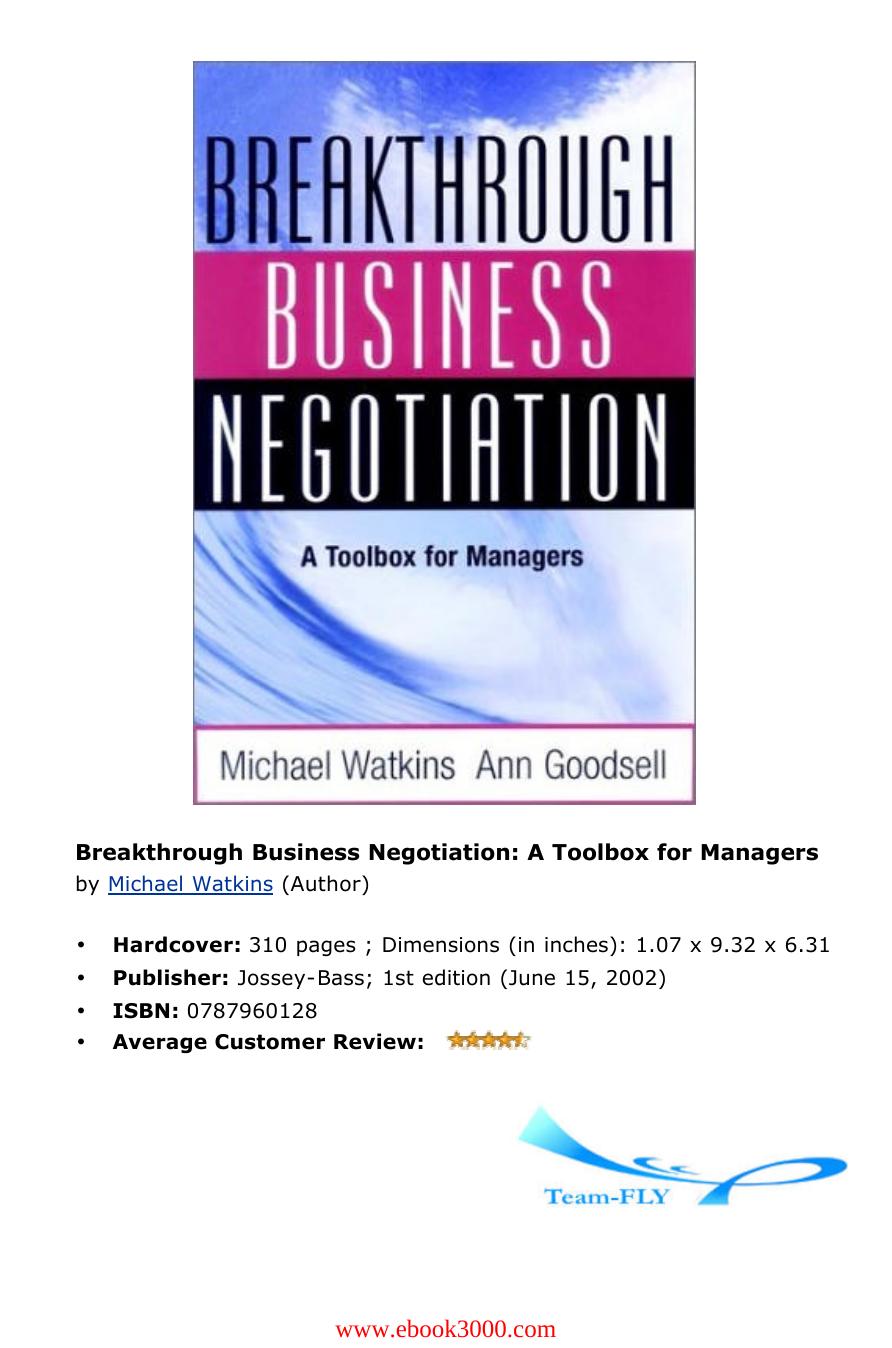 Breakthrough Business Negotiat by Unknow