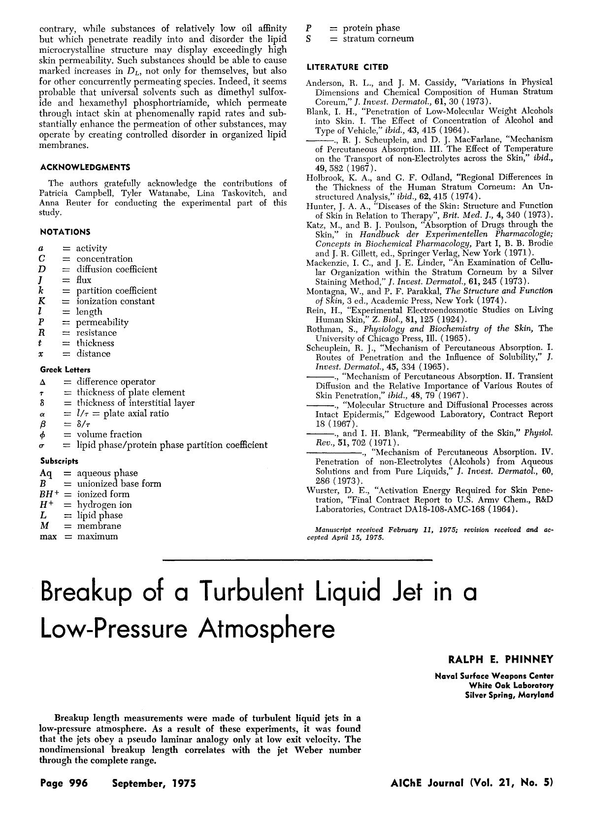 Breakup of a turbulent liquid jet in a low-pressure atmosphere by Unknown
