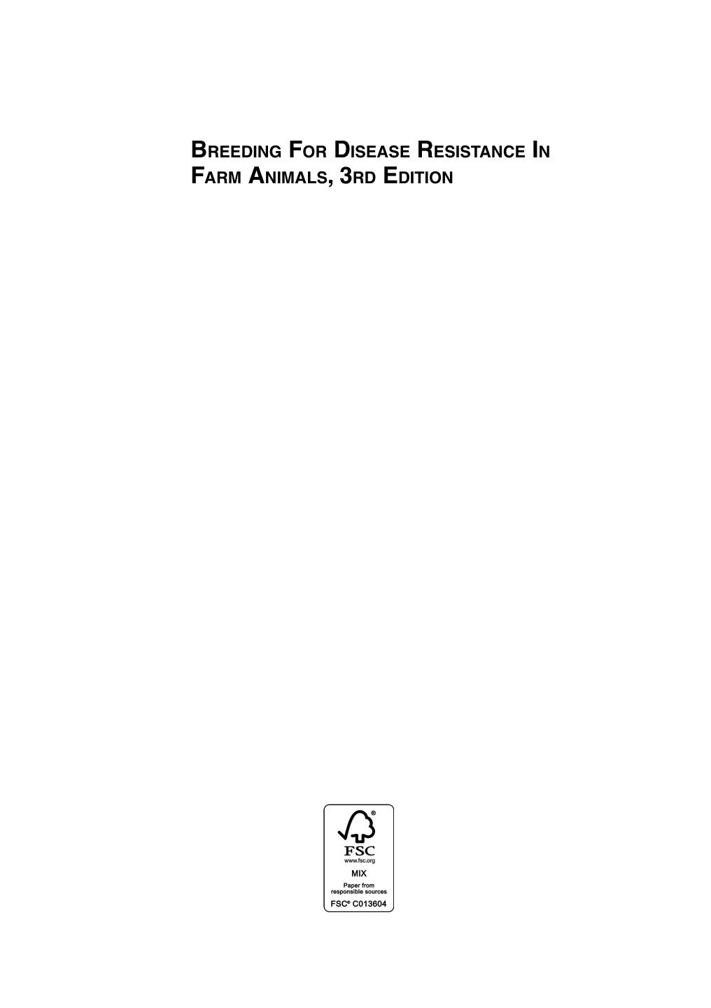 Breeding for disease resistance in farm animals by S C Bishop; C.A.B. International.; et al