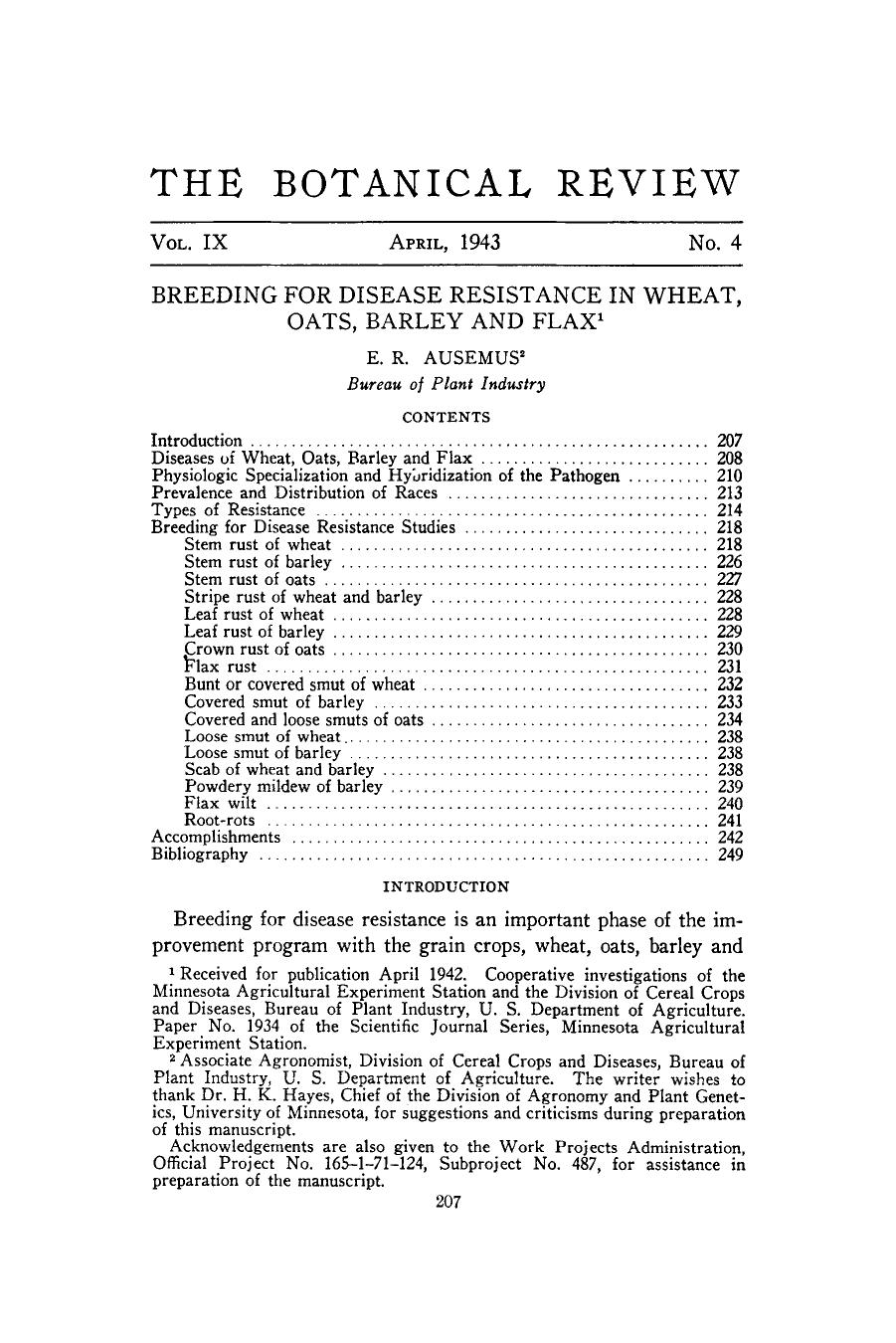 Breeding for disease resistance in wheat, oats, barley and flax by Unknown