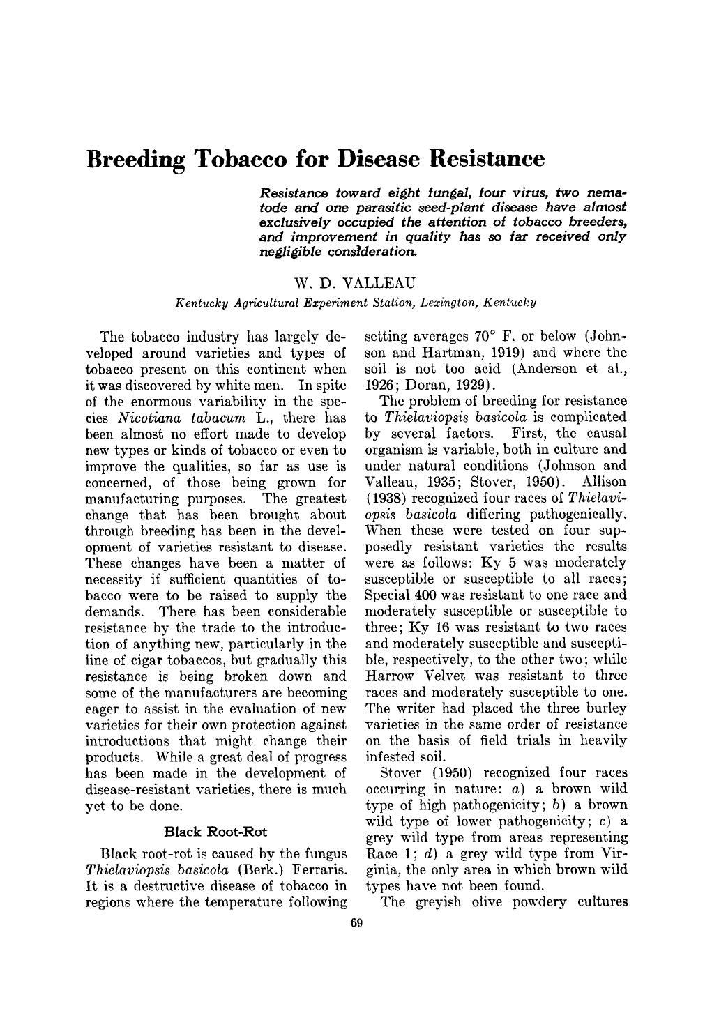 Breeding tobacco for disease resistance by Unknown