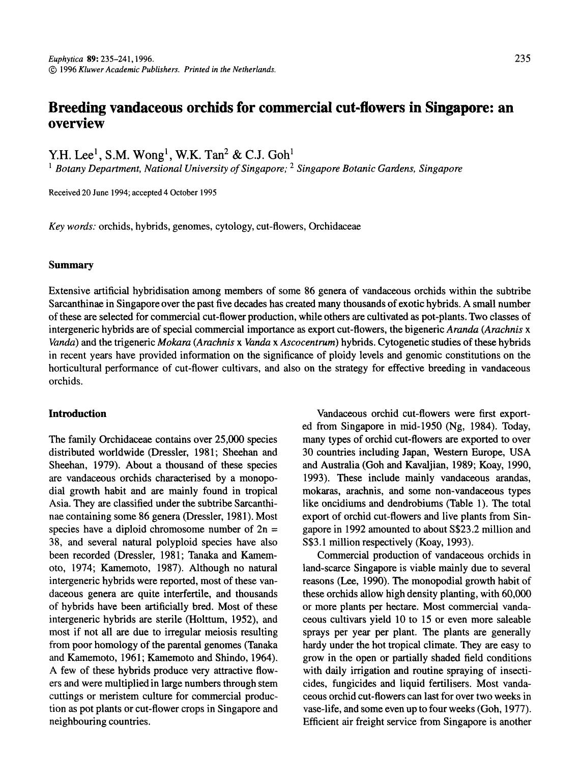 Breeding vandaceous orchids for commercial cut-flowers in Singapore: an overview by Unknown