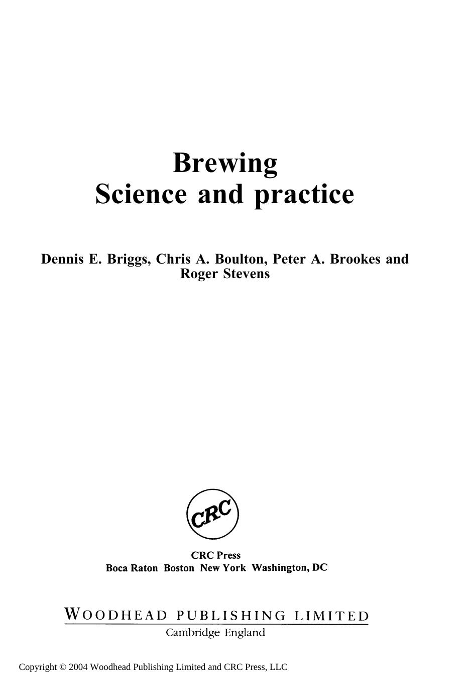 Brewing: Science and Practice by Dennis E. Briggs Chris A. Boulton Peter A. Brookes Roger Stevens