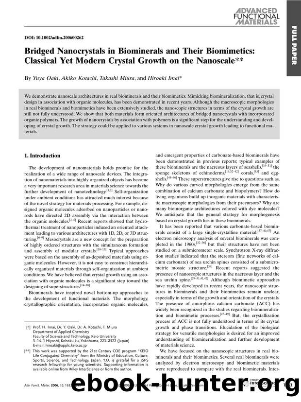 Bridged Nanocrystals in Biominerals and Their Biomimetics: Classical Yet Modern Crystal Growth on the Nanoscale by Unknown
