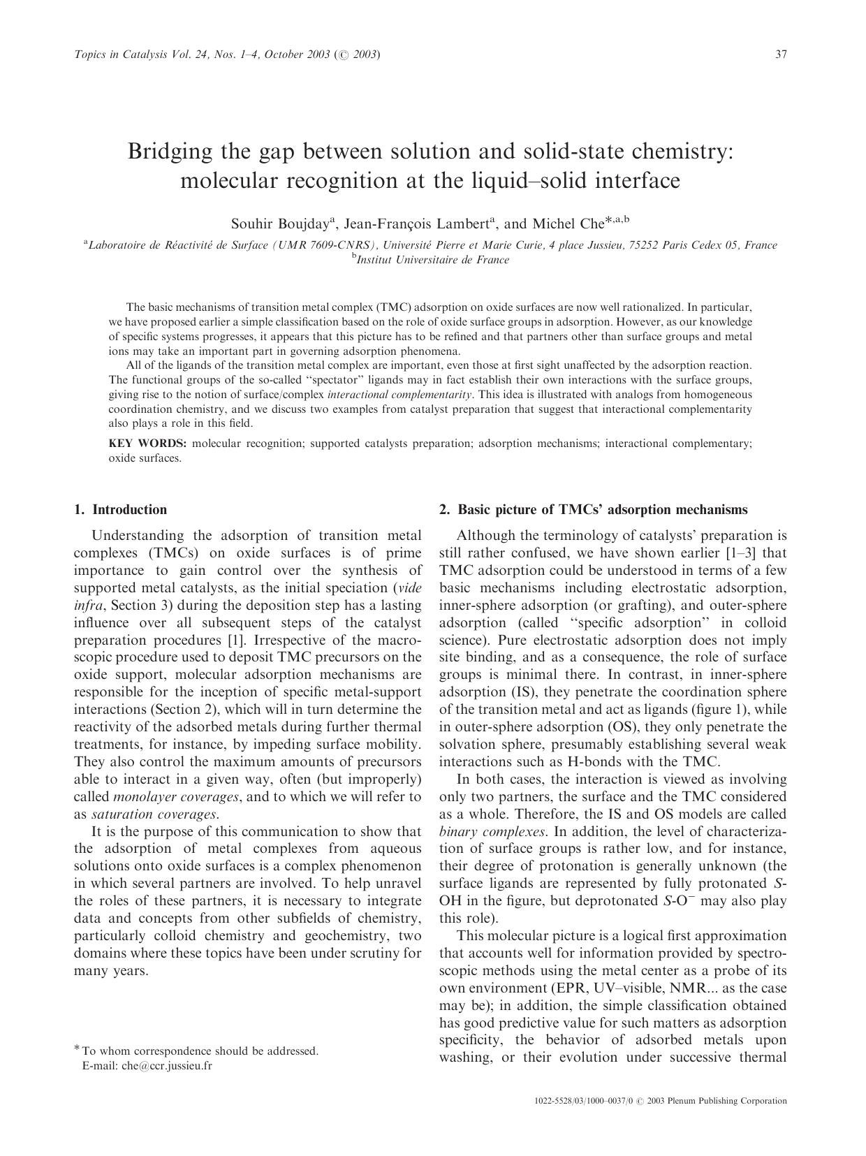 Bridging the Gap Between Solution and Solid-State Chemistry: Molecular Recognition at the Liquid&#x2013;Solid Interface by Unknown