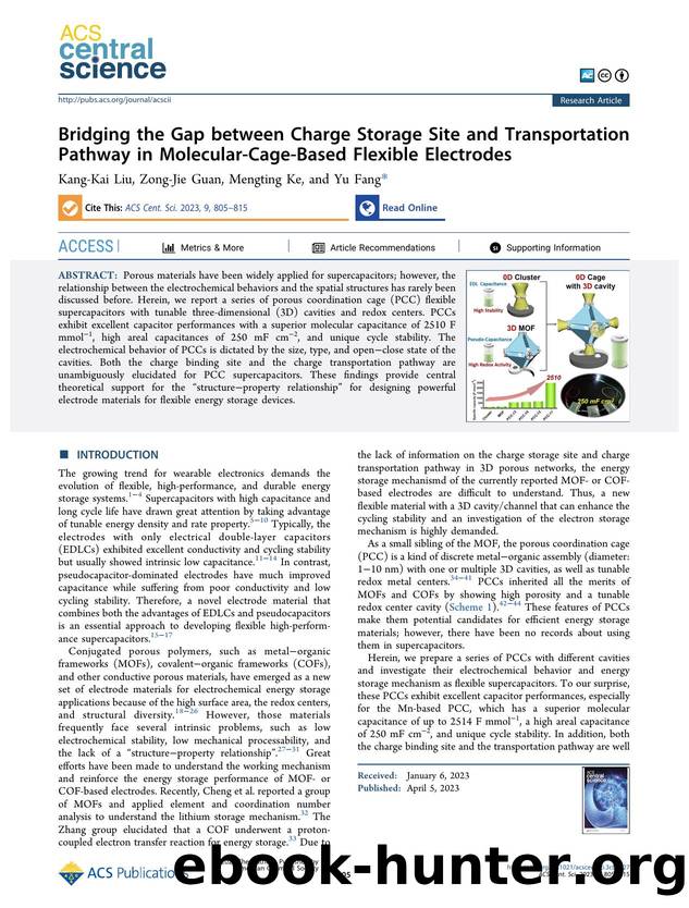 Bridging the Gap between Charge Storage Site and Transportation Pathway in Molecular-Cage-Based Flexible Electrodes by Kang-Kai Liu & Zong-Jie Guan & Mengting Ke & Yu Fang (ORCID: g/0000-0001-6911-4047)