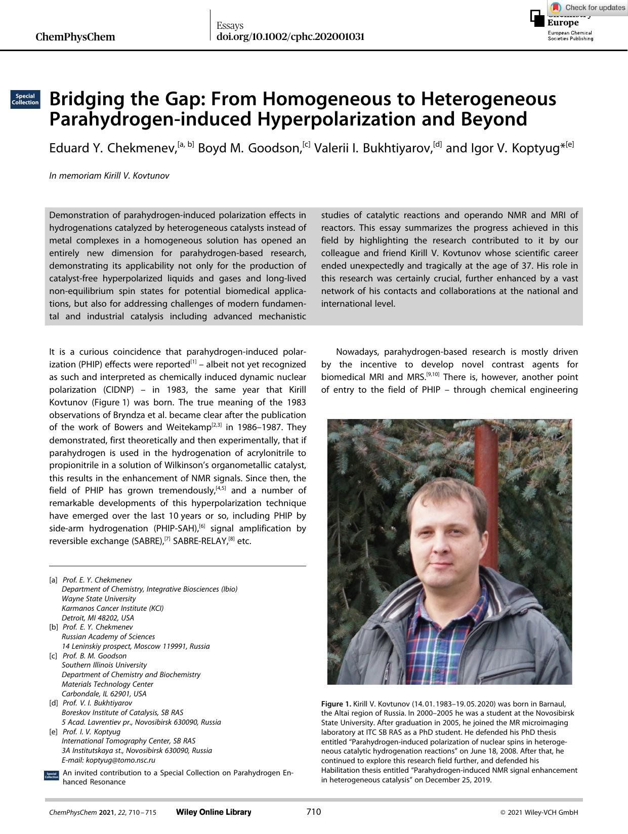 Bridging the Gap: From Homogeneous to Heterogeneous Parahydrogenâinduced Hyperpolarization and Beyond by Unknown