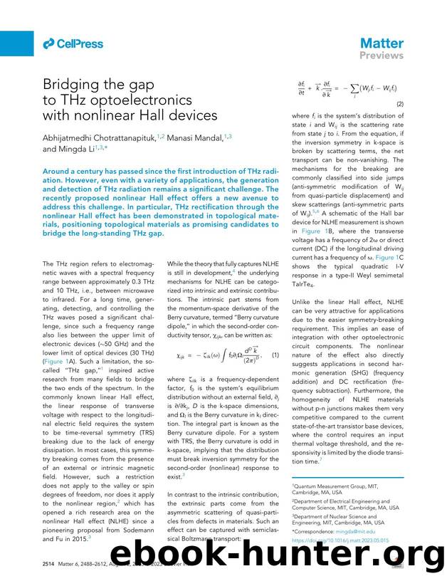 Bridging the gap to THz optoelectronics with nonlinear Hall devices by Abhijatmedhi Chotrattanapituk & Manasi Mandal & Mingda Li