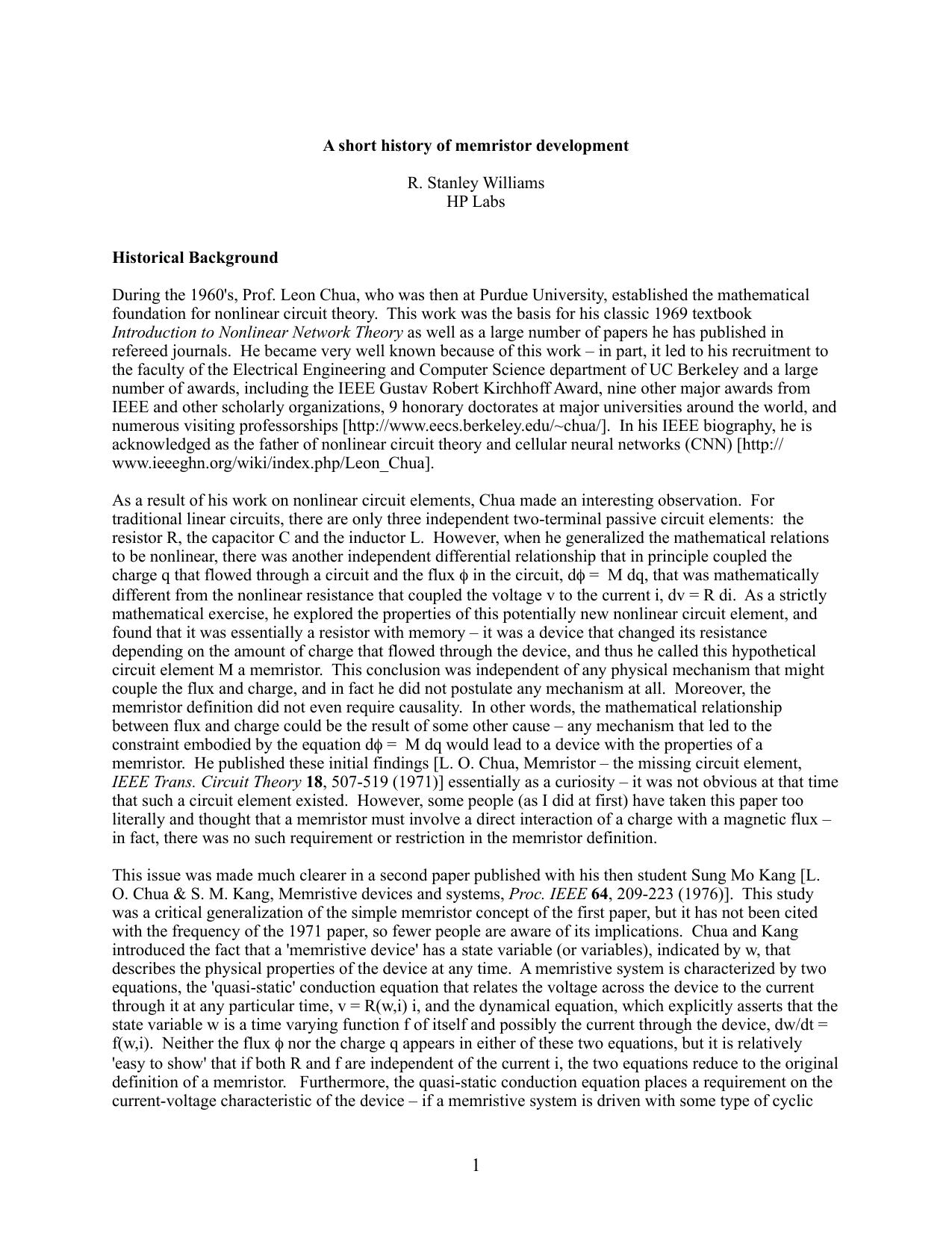 Brief History of Memristor copy by Chris Mellor