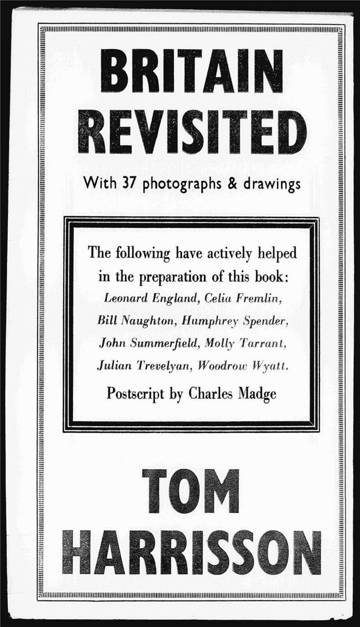 Britain Revisited (Mass Observation social surveys) by Tom Harrisson Mass Obs Arc