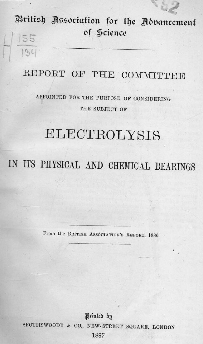 British Association FOR THE Advancement OF Science - Report of the committee appointed for the purpose of considering the subject of by 1887