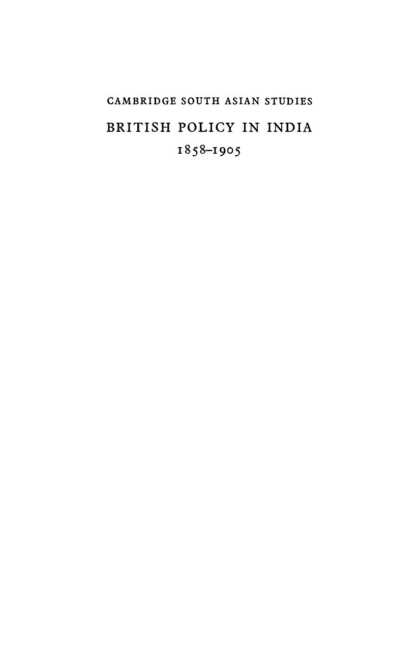 British Policy in India 1858-1905 by Sarvepalli Gopal