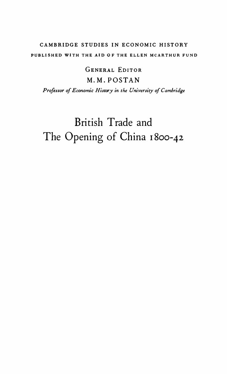 British Trade and the Opening of China 1800-42 by Michael Greenberg