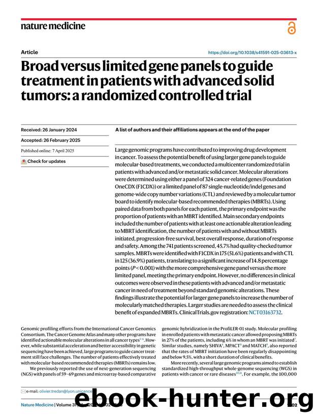 Broad versus limited gene panels to guide treatment in patients with advanced solid tumors: a randomized controlled trial by unknow
