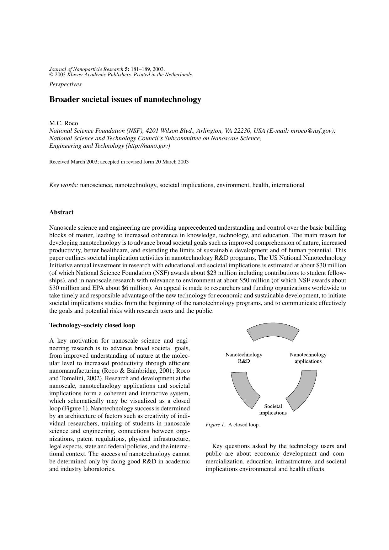 Broader Societal Issues of Nanotechnology by Unknown