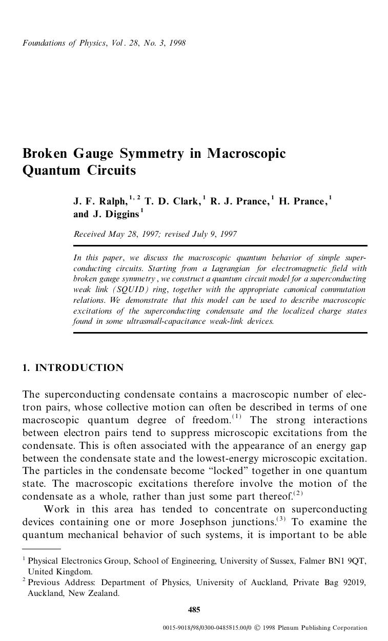 Broken Gauge Symmetry in Macroscopic Quantum Circuits by Unknown
