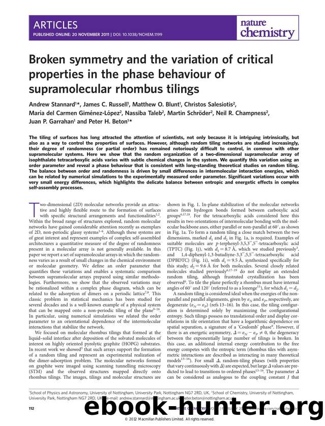 Broken symmetry and the variation of critical properties in the phase behaviour of supramolecular rhombus tilings by unknow