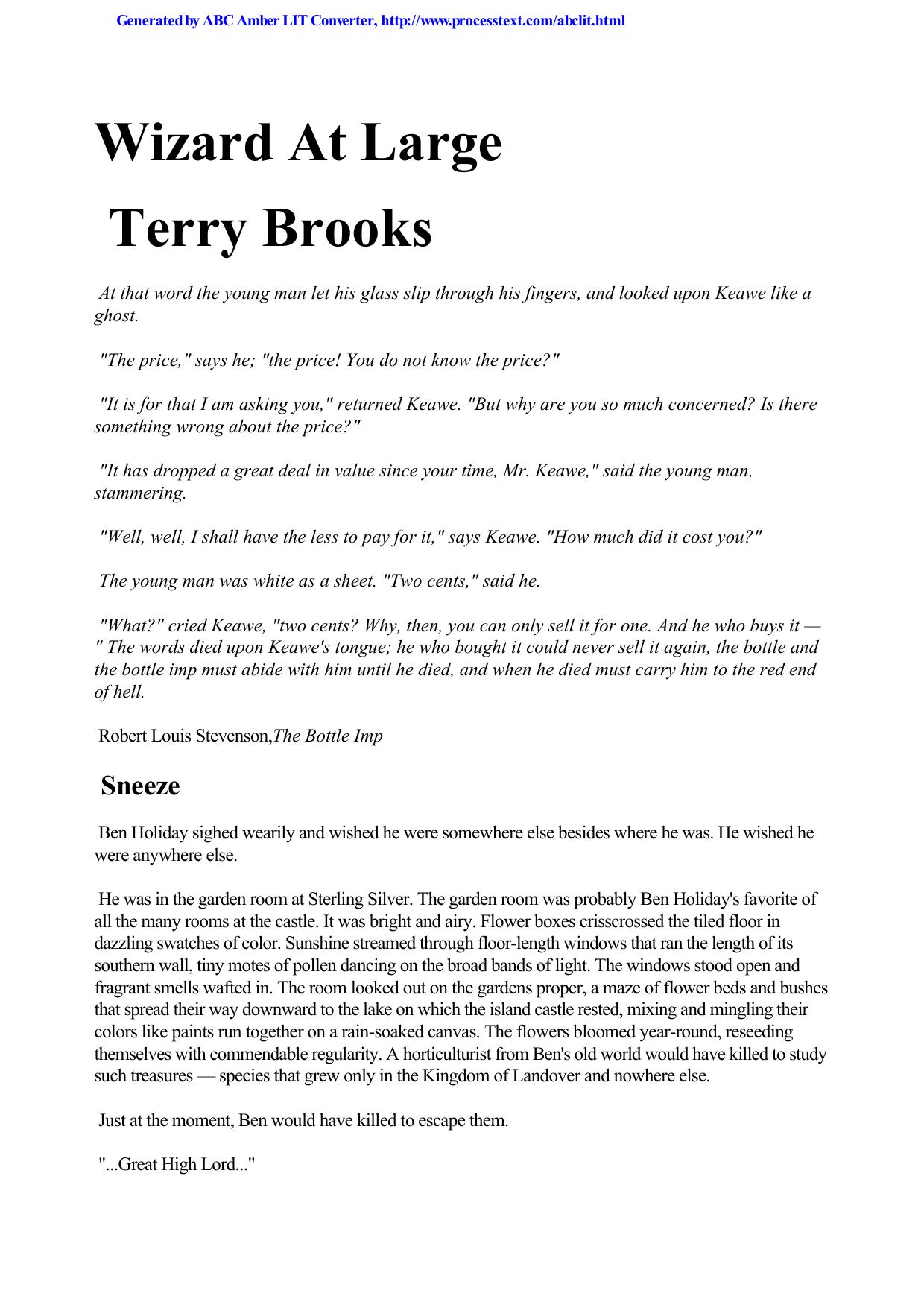Brooks, Terry - Landover 03 - Wizard at Large by Brooks Terry