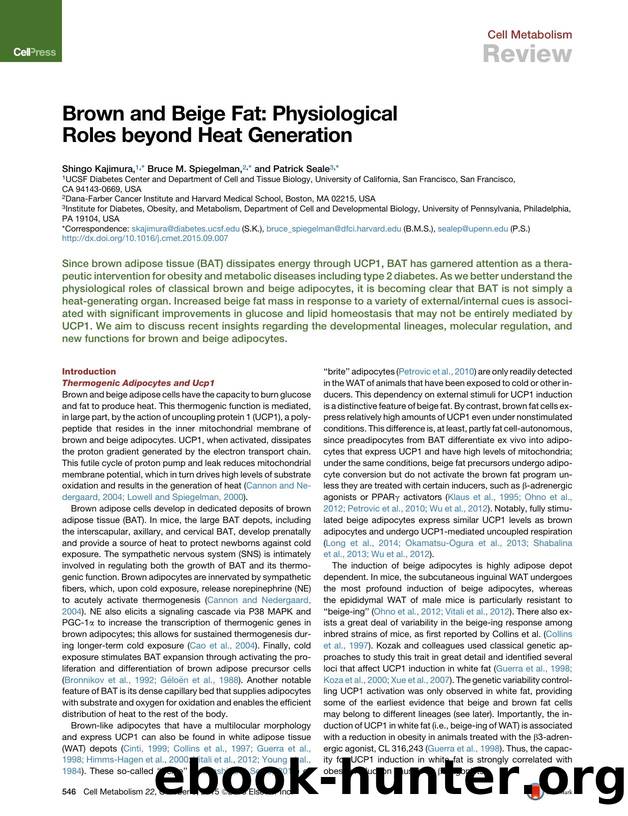 Brown and Beige Fat: Physiological Roles beyond Heat Generation by Shingo Kajimura & Bruce M. Spiegelman & Patrick Seale