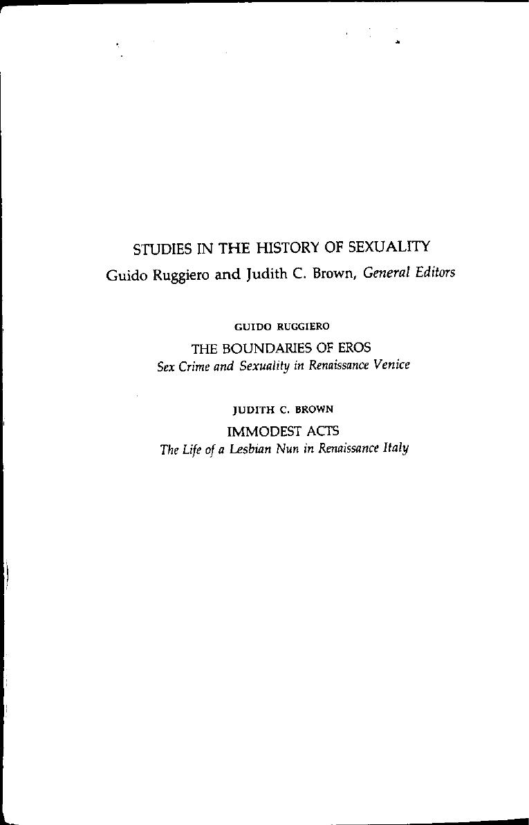 Brown by Immodest Acts; the Life of a Lesbian Nun in Renaissance Italy (1986)
