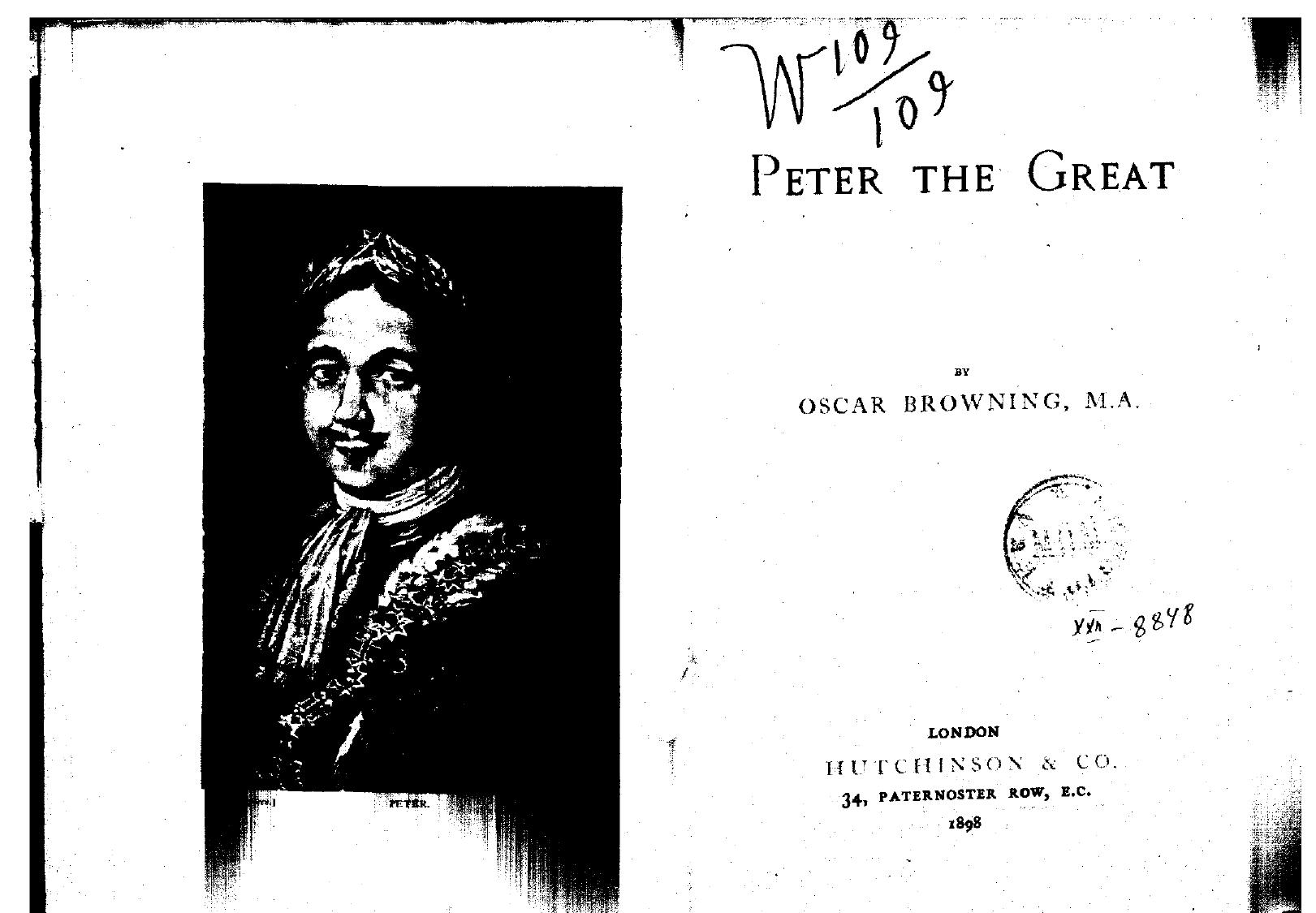 Browning, BY Oscar Browning - Peter the great by 1898