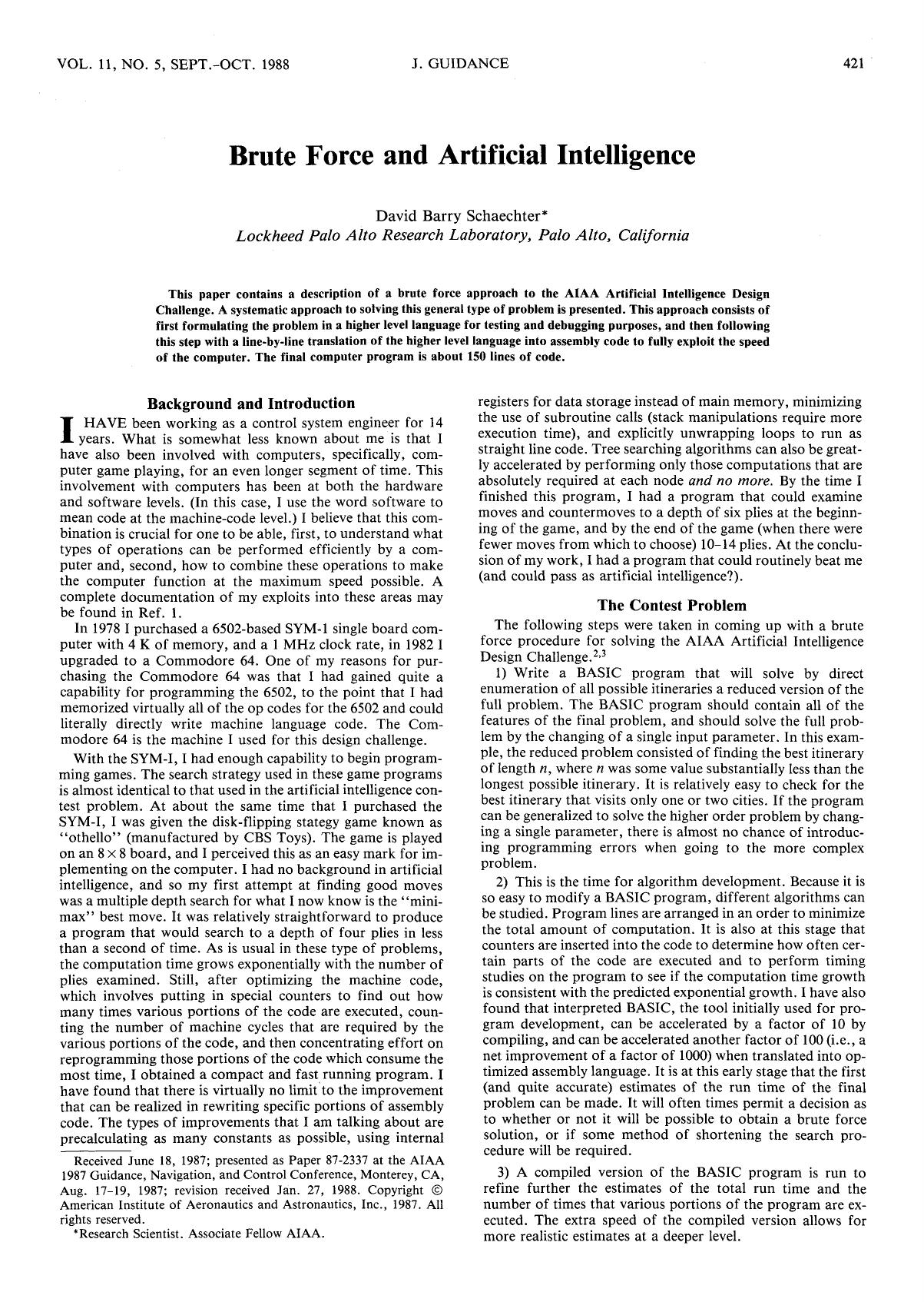 Brute force and artificial intelligence by Unknown