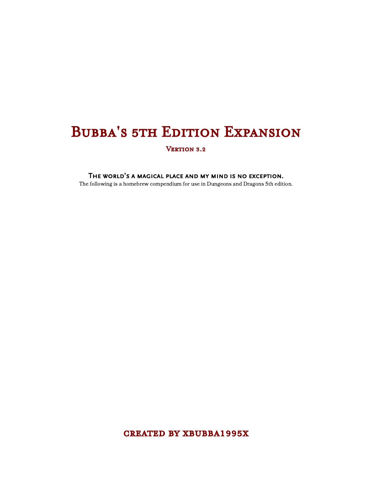 Bubba's 5th Edition Expansion v3.2 by Unknown
