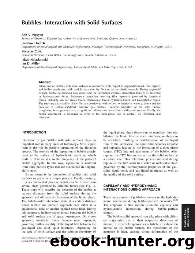 Bubbles: Interaction with Solid Surfaces by Anh V. Nguyen Jaroslaw Drelich Miroslav Colic Jakub Nalaskowski & Jan D. Miller