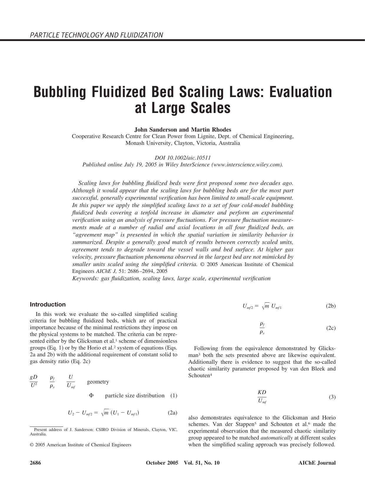 Bubbling fluidized bed scaling laws: Evaluation at large scales by Unknown