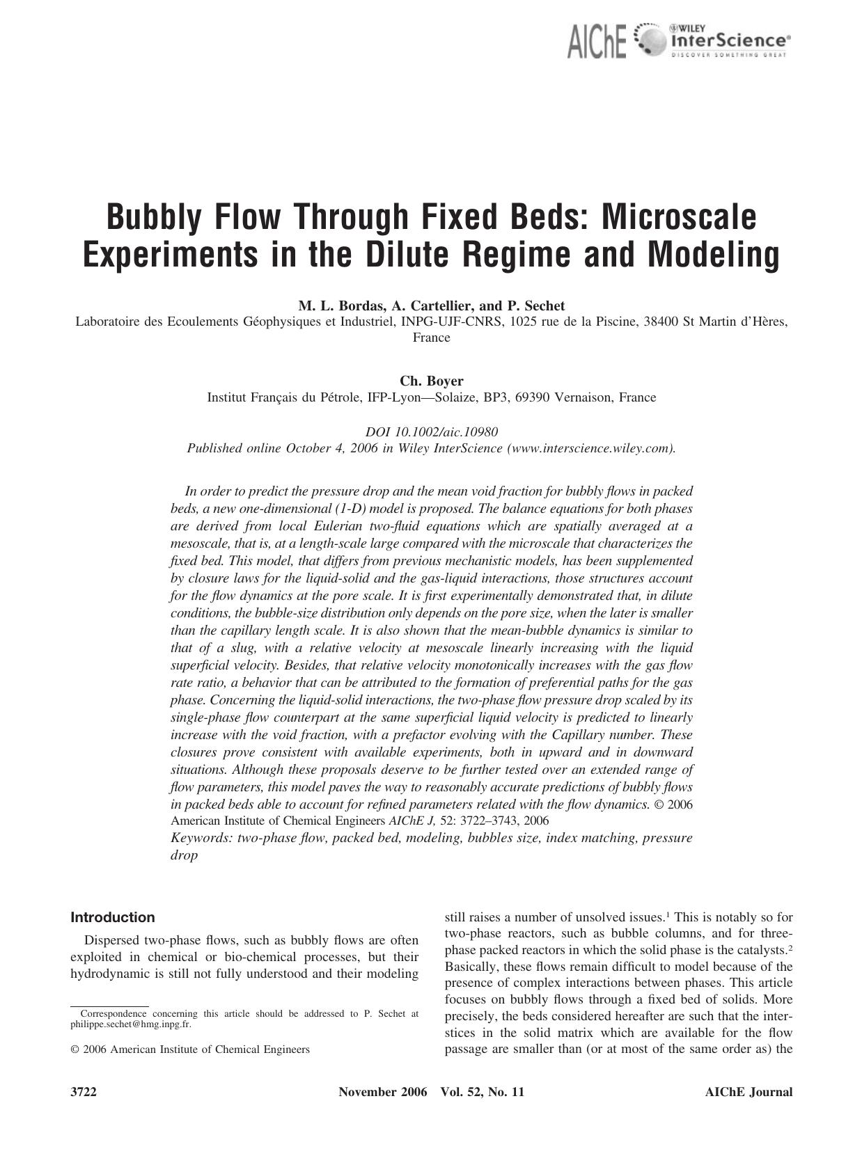 Bubbly flow through fixed beds: Microscale experiments in the dilute regime and modeling by Unknown