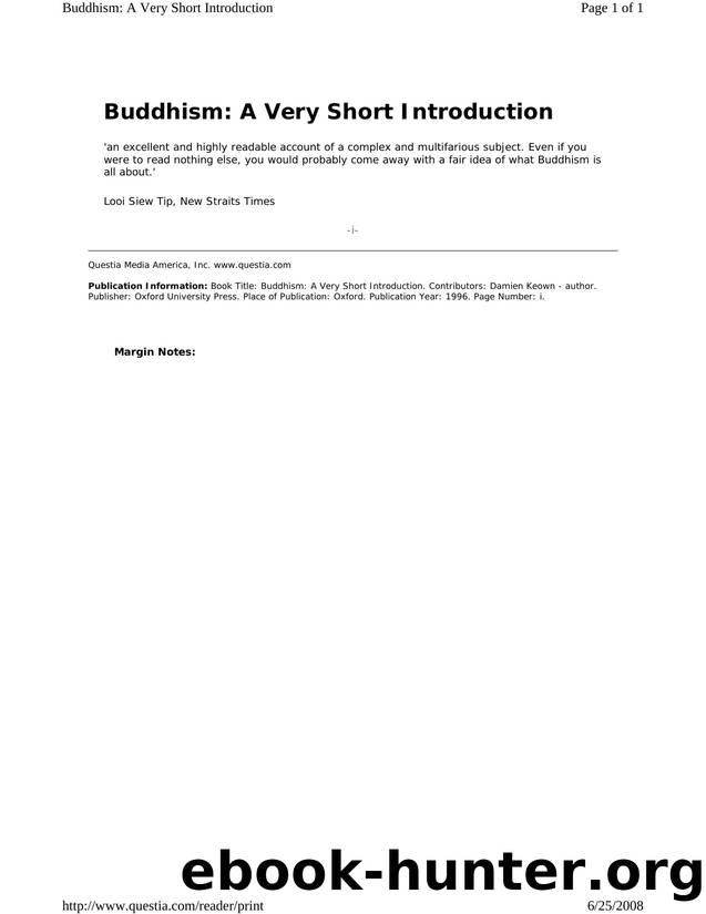 Buddhism by A Very Short Introduction