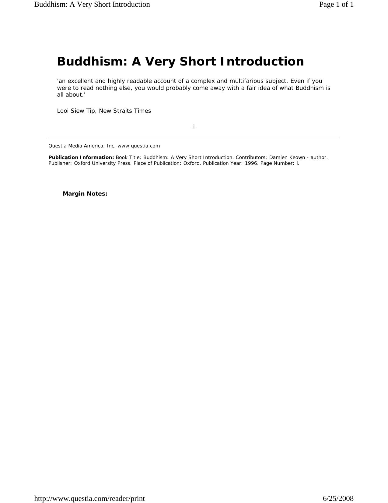 Buddhism: A Very Short Introduction by Damien Keown