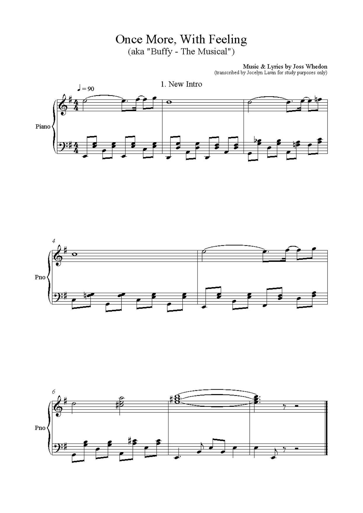 Buffy - Once more, with Feeling (Musical) by Obscurus Dark -)(- Sheets-Noten @ www.nomu.de.vu -)(-