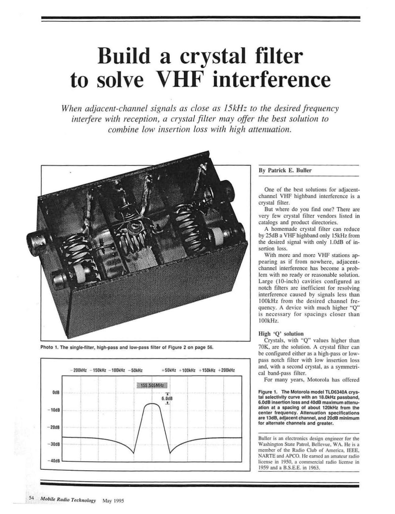 Build A Crystal Filter To Solve VHF Interference by Unknown