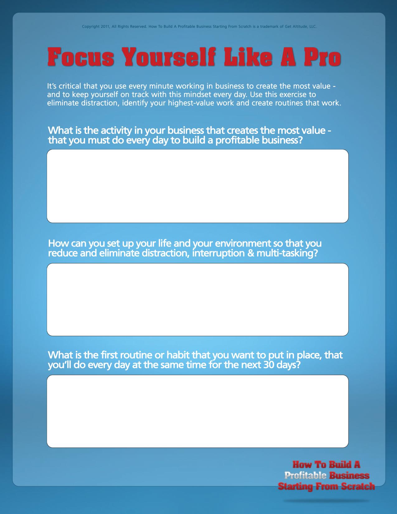 Build A Profitable Business Exercise 05 Focus Yourself Like A Pro by unknow