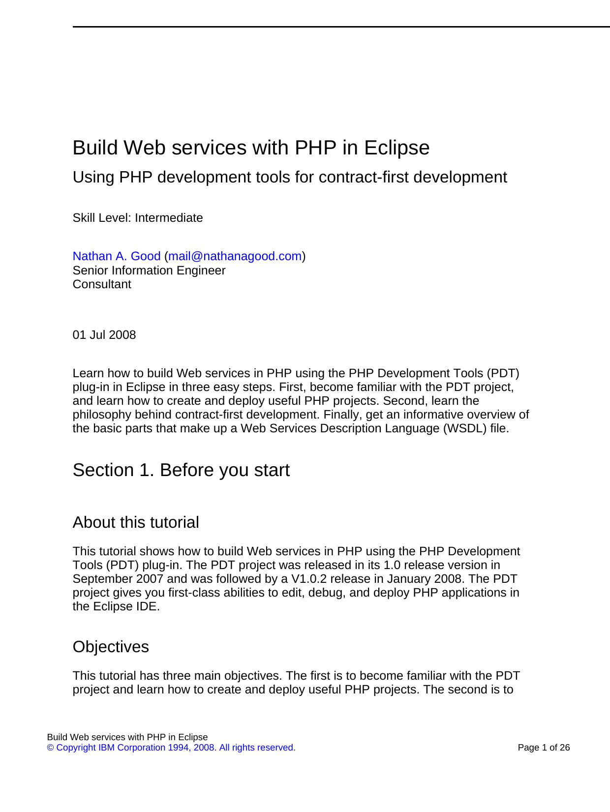 Build Web services with PHP in Eclipse os-php-webservice-eclipse-pdf by Unknown