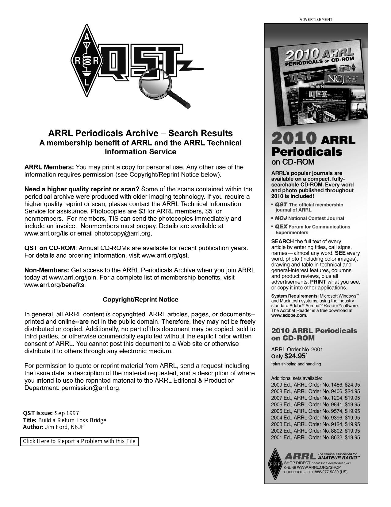 Build a Return Loss Bridge by Copyright (c) 2011 American Radio Relay League Inc. All Rights Reserved