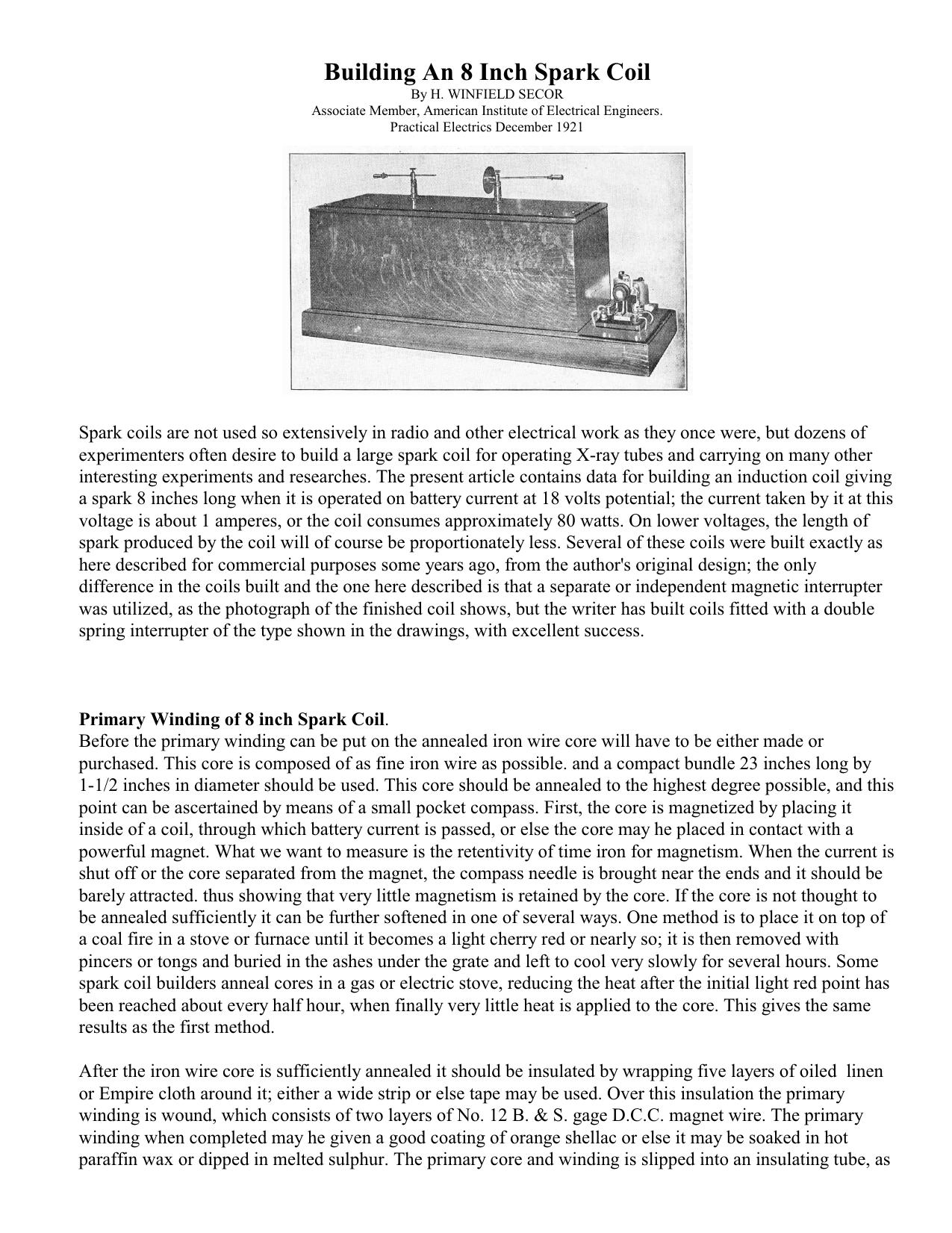 Building An 8 Inch Spark Coil.pdf by Owner
