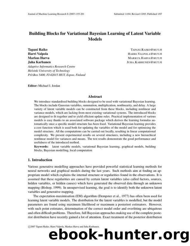 Building Blocks for Variational Bayesian Learning of Latent Variable Models by Unknown